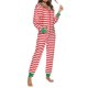 thumbnail image 1 of Pijama navideño para mujer, mono a rayas con capucha, cálido, largo, de una pieza, ropa de dormir con cremallera y cordón, ropa de estar con capucha, 1 of 1