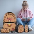 thumbnail image 2 of Bulopur Cute Kids 17 Inch Backpack Set, 4 Piece Capybara Print School Bookbag with Lunch Box, Water Bottle Holder and Pencil Case for Elementary, 2 of 8