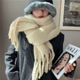 thumbnail image 2 of Bufanda de mujer estilo coreano de moda que combina con todo estudiante cálido mohair bufanda gruesa chal hombres pareja, 2 of 6
