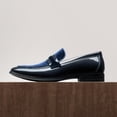 thumbnail image 3 of Mocasines de Smoking para Hombre Bruno Marc en Terciopelo y Charol Azul Talla 10, 3 of 9