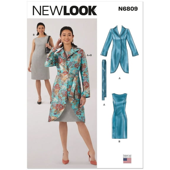 New Look Sewing Pattern 6809 - Misses' Jacket, Belt and Dress with Petite Lines, Size: A (8-10-12-14-16-18-20)