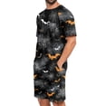 thumbnail image 4 of Dwelliawo Mens Pajama Shorts Set Halloween Print Lightweight Summer Pjs Sleepwear for Men 2 Piece Gray L, 4 of 6