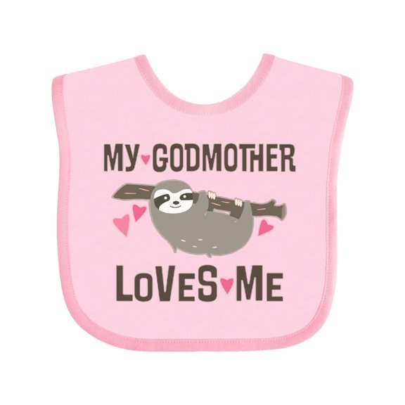 Inktastic My Godmother Loves Me Girls Sloth Girls Baby Bib