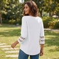 thumbnail image 6 of Gingprous 3/4 Sleeve Womens Hallow Out Sleeve Tops V Neck Tunic Blouse Curved Hem Casual Shirt, 6 of 8