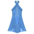 thumbnail image 5 of TiaoBug Womens Sleeveless Mesh Splice Leotard Figure Ice Skating Dress Lyrical Modern Dance Costume Light Blue XXL, 5 of 7