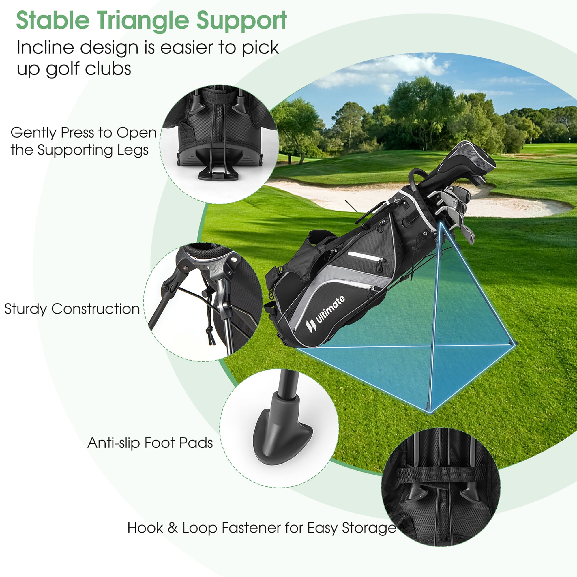 Gymax Golf Stand Bag Golf Club Bag w/ 14 Way Top Dividers & 6 Pockets & Carrying Handles Grey