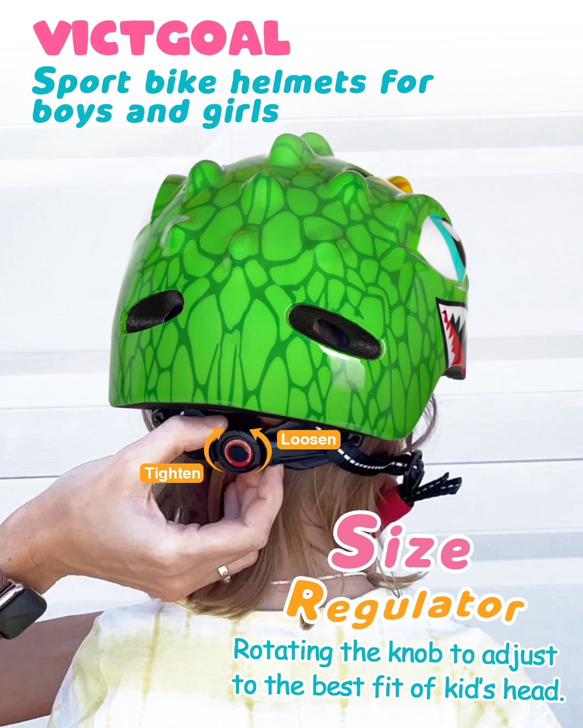 VICTGOAL Kids Bike Helmet Lightweight 3D Safety Helmet for Boys & Girls, Fits 50–54cm, for Cycling, Scooter, Skating