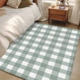 thumbnail image 5 of Green Farmhouse Large Area Rugs for Bedroom Living Room, Soft Non Slip Carpet Bedside Rug, Buffalo Plaid Check Lattice White Grid Rectangle Floor Cover Kitchen Accent Rug 4'x6' for Dining Room/Office, 5 of 9