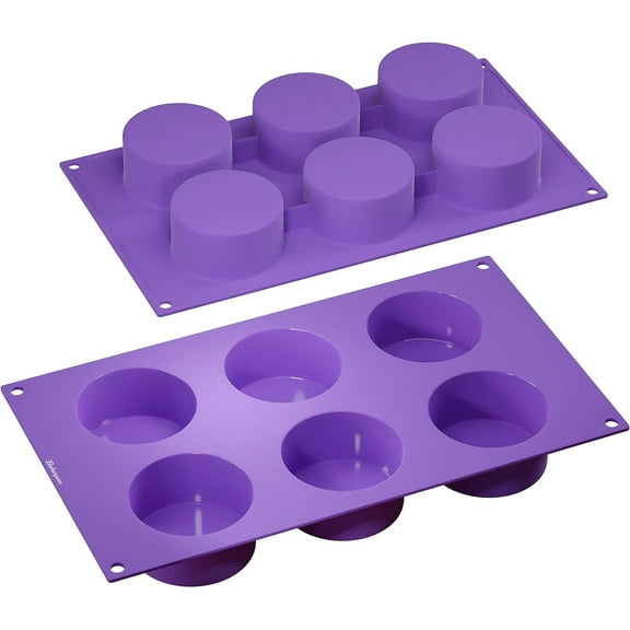 Bakerpan Silicone Mini Cake Mold, for Tarts, Cupcakes, Mini Cheesecake Baking Molds, Mousse Dessert Pan, 6 Cup Muffin Pan - Set of 2