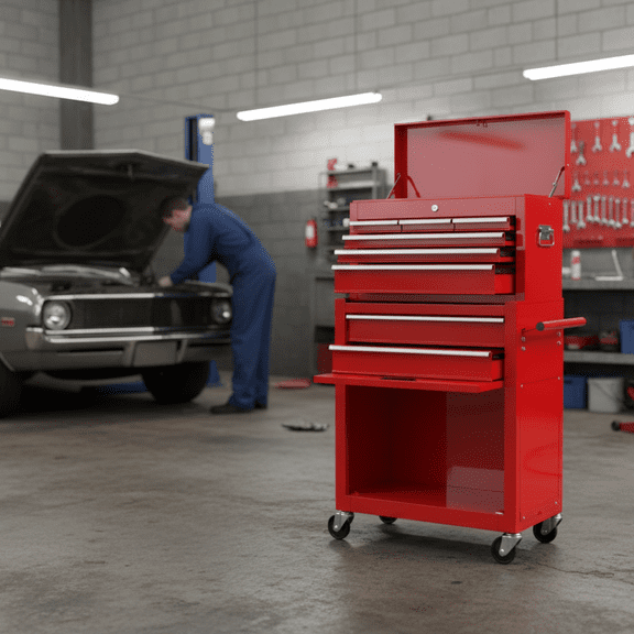 Heavy Duty 8-Drawer Rolling Tool Chest Cabinet with Wheels, Mobile Mechanics Tool Storage & Garage Organization for Workshop, DIY, Professional Tools - Red
