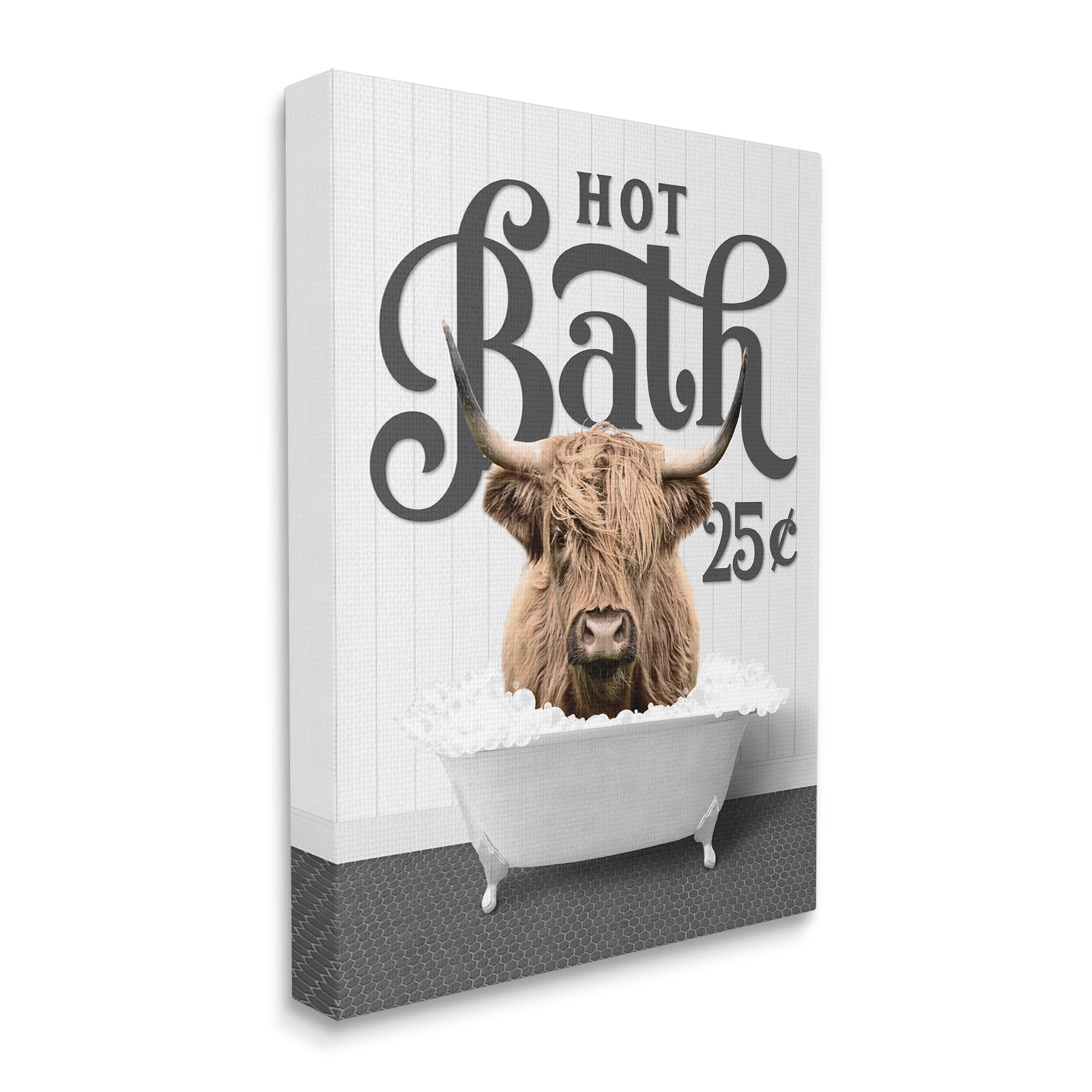 Stupell Industries Hot Bath Cattle Animals & Insects Painting Gallery Wrapped Canvas Print Wall Art, 16 x 20