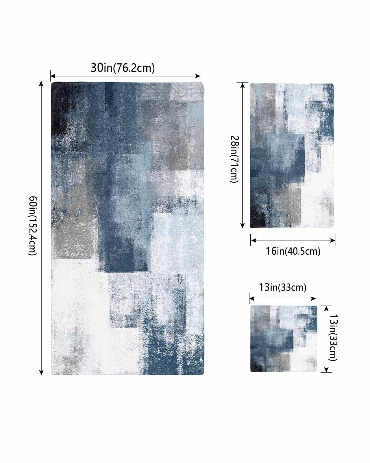 Blue Towel Set of 3, Soft Microfiber Bath Towels, Hand Towel, Washcloths, Retro Oil Painted Modern Abstract Art Quick-Dry Absorbent Towels for Bathroom Kitchen Hotel Beach Gym Spa