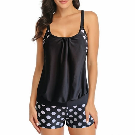 

Tankini Sets for Women Swimwear Women Plus Size Dot Print Strappy Back Tankini Set Two Piece Bathing Suit Beachwear Print Push Two Piece Swimwear Beachwear Soild Women Up Sports Bra Top Bathing Suit