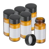 Uxcell 6Pcs 20ml Small Brown Glass Vials with Black Screw Cap, Borosilicate Glass Sample Bottles with Label