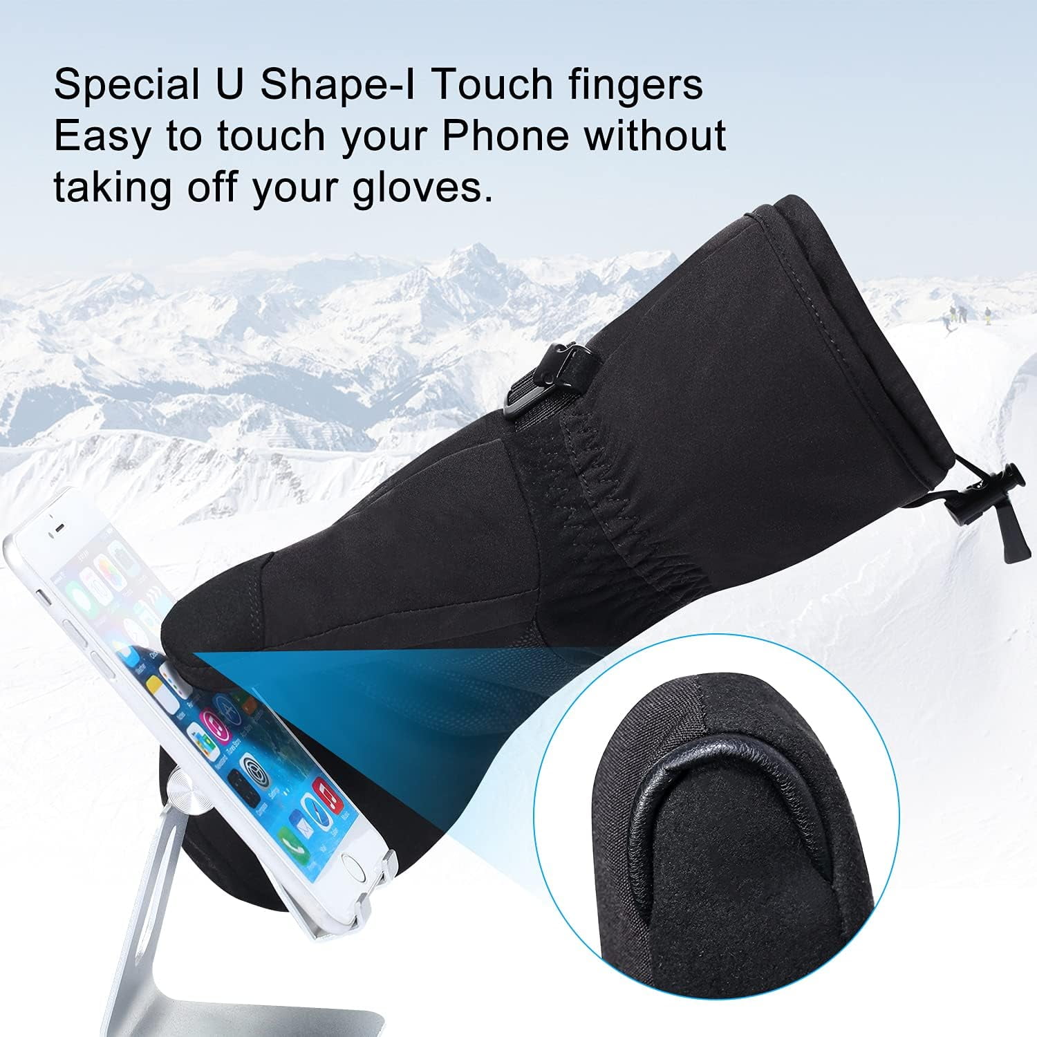 Snow Deer Heated Mittens Gloves for Men Women, Palm & Handback Heated Rechargeable Electric Ski Snow Mitts with 7.4V 2200mAh Battery for Winter Skating Camping Hunting Hiking Running