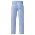 thumbnail image 5 of Linen Straight Leg Pants for Women, Lace Up Front Casual Trousers with Elastic Waist, Spring Summer Wide Leg Work Pants, Professional Style Gifts | CSEONE,Blue L, 5 of 8