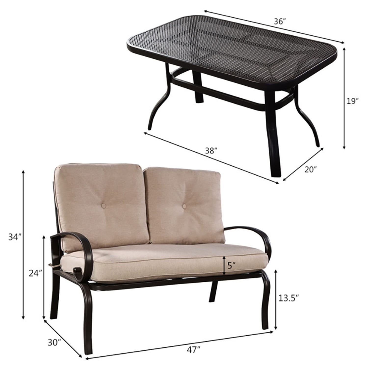 Aimee Lii Patio Furniture Set, 2 Pieces Outdoor Patio Wicker Rattan Cushioned Sofa Aimee Lii Patio Furniture Set, 2 Pieces Outdoor Patio Wicker Rattan Cushioned Sofa