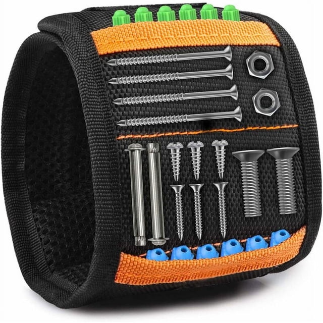 Soporte para tornillos y clavos, pulsera magnética con correa de hombro integrada para colgar fácilmente, ideal para carpinteros y reparación de automóviles (talla única)