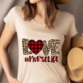 thumbnail image 4 of LOVE #NurseLife Graphic T-Shirt | Leopard Plaid Heart Nurse Shirt for Women Men, CarolinaBlue, Size 3XL, 4 of 6
