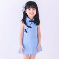 thumbnail image 4 of Été Bébé Fille Robes Classique de Style Chinois Sans Manches Bébé Filles Cheongsam Robes Coton Lin Vintage Vêtements, 4 of 6