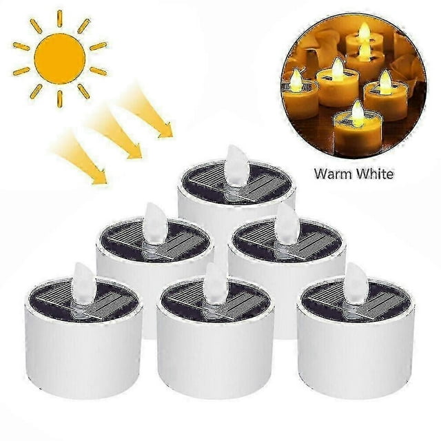 Solar Tea Lights For Outdoors, Pack Of 6 Solar , Outdoor Flickering, Solar Tea Light