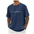 thumbnail image 2 of ZHOGXU Men's Summer T Shirt Short Sleeve Round Neck Letter Print Comfortable Breathable Tee Top For Casual Daily Wear,Navy,Xxxxxl, 2 of 4