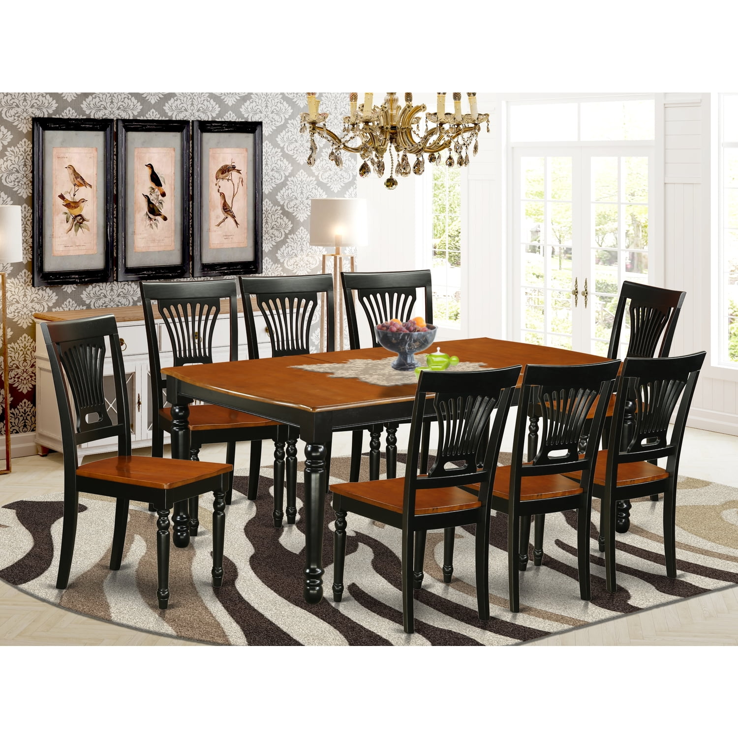 East West Furniture DOPL9BCHW 9 PC kitchen tables and chair set with