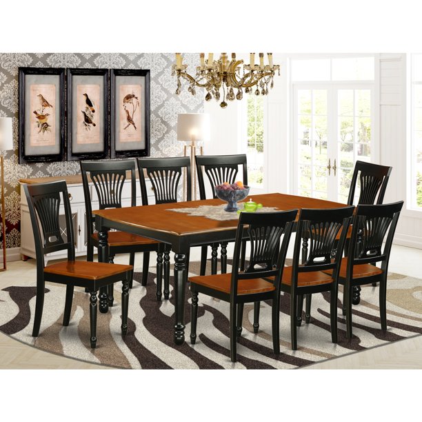 East West Furniture DOPL9BCHW 9 PC kitchen tables and chair set with one Dover dining table