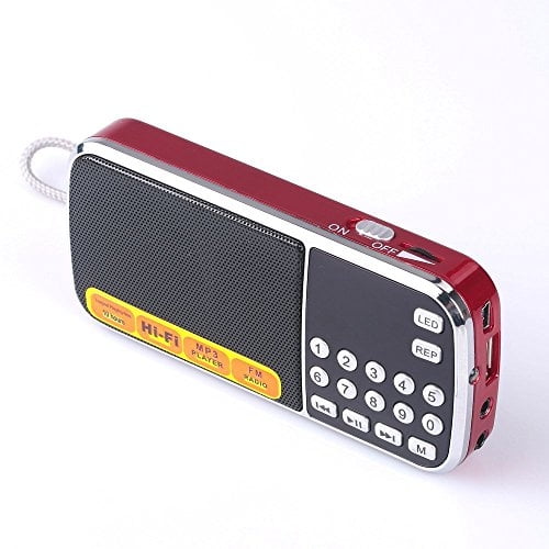Altavoz de radio FM portátil Mini USB de Mfine con reproductor de música Micro SD/TF para PC iPod Teléfono (088 Rojo)