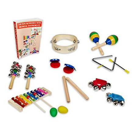 Musical Instruments Set for Toddler and Preschooler 15 Pcs Wooden Montessori Educational Learning Toys for Young Children (Best Learning Toys For Preschoolers)