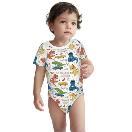 

Haiem Dinosaur Printed Unisex-Baby Short Sleeve Onesies Bodysuits Unisex Babies Snap-Up Rompers-2 Years