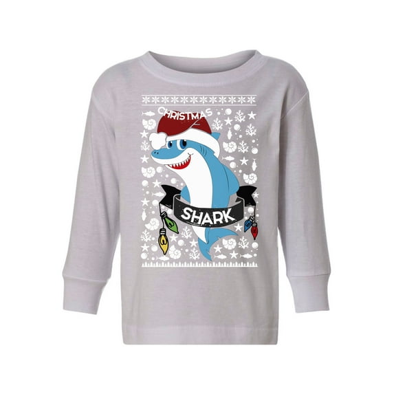 Awkward Styles Toddler Christmas Sweater Long Sleeve Toddler Christmas Shirt for Boys Girls Smiling Shark Sweater