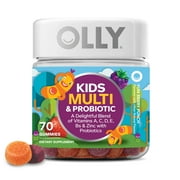 OLLY Kids Multivitamin + Probiotic Gummy, Daily Digestive Supplement, Zinc, Berry Flavor, 70 Ct