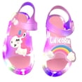thumbnail image 7 of Girls Cute Unicorn Rainbow LED Light Up Jelly Sandals, Adjustable Ankle Strap Non Slip Kids Water Beach Shoes, Step Activated Glowing Summer Outdoor Walking Sandals 4-9Y, 7 of 7