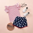 thumbnail image 5 of Douhoow 1-5Years Kid Girls Independence Day Outfits Short Sleeve Stripe T-shirt + Shorts, 5 of 8
