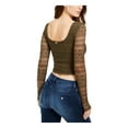 thumbnail image 2 of GUESS Womens Green Crop Top Long Sleeve Sheer Queen Anne Neckline Top L, 2 of 4