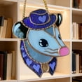 thumbnail image 4 of Animal Themed Handmade Stained Glass Window Hanging Art Featuring Opossum and Owl Designs, 4 of 4