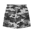 thumbnail image 2 of Boys 2 in 1 Swim Trunks Quick Dry Camo Board Shorts for Kids with Built in Liner Adjustable Waist Beach Swimwear Gray,Size 13 T, 2 of 9