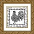 thumbnail image 1 of Shamp, Cindy 20x20 Gold Ornate Wood Framed with Double Matting Museum Art Print Titled - BandW Rooster II, 1 of 4