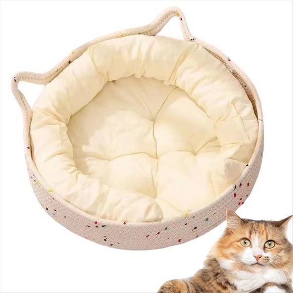 Cama para Gatos en Forma de Dona, Cama para Gatos de Interior, Cojín de Cuerda Algodón, Suministros para Mascotas para Que los Gatitos Duerman, Se Calmen y Rasquen en Casa B