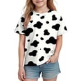 thumbnail image 2 of Xdegoge Teen Girls Cow Print T-Shirt Short Sleeve Crewneck Casual Animal Graphic Tees Summer Tops for Kids Playwear Daily Wear, Size 13-14, 2 of 9