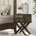 thumbnail image 3 of Leick Home 10082-WA Two Drawer Mirrored Diamond Filigree X Base Nightstand Side Table, Walnut, 3 of 17