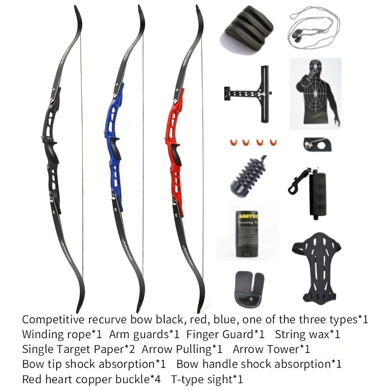 1 Set 40lbs Aluminum Alloy Recurve Bow for Archery Competition, Outdoor Hunting and Shooting - Recurve Bow Kit, Target Practice, Lightweight Design, Durable Construction, Precision Engineering