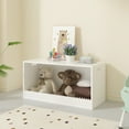 thumbnail image 3 of Caja de almacenamiento de juguetes abierta para niños, caja de acabado de madera blanca, puede almacenar juguetes de peluche, libros, adecuado para bebés o salas de juegos., 3 of 5