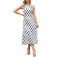 thumbnail image 2 of INSPIRE CHIC Women's Dress Polka Dot Tank Sleeveless A-Line Sundress White L, 2 of 6