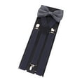 thumbnail image 1 of Juego de tirantes con pajarita para hombre con forma de Y y tirantes ajustables gris oscuro, 1 of 9
