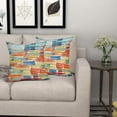 thumbnail image 6 of Blue Orange Green Colorful Stripe Pillow Covers 16X16 in Set of 2 Abstract Mid Century Throw Pillow Cases Summer Multicolor Outdoor Pillow Covers Modern Home Decor for Couch Patio Furniture Porch, 6 of 6
