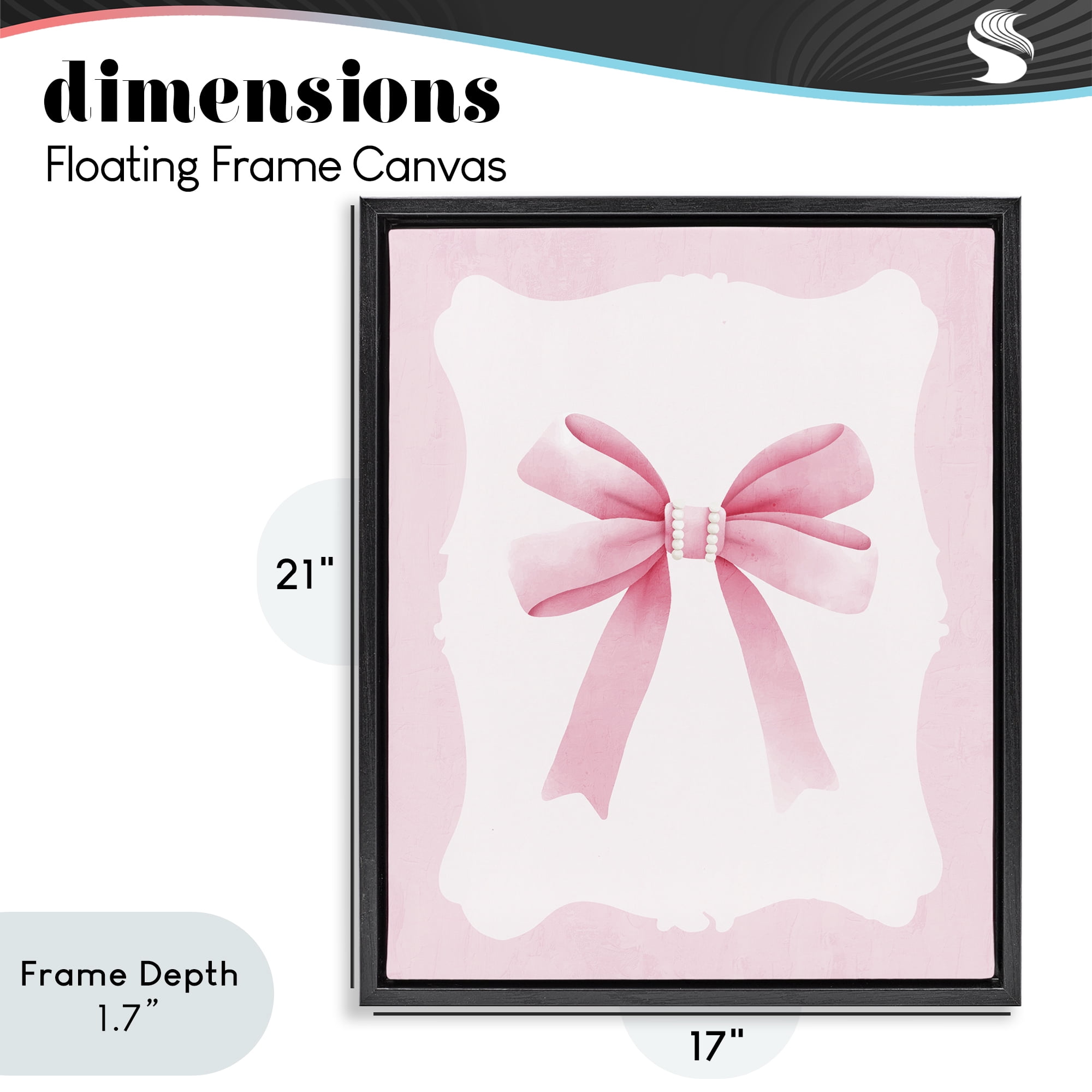 Stupell Industries Feminine Bow with Pearls Black Framed Floater Canvas Wall Art, design by Kim Allen