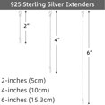 thumbnail image 3 of Extensor de collar de plata de ley 925 Extensores de cadena de collar de plata de ley para collares 2 4 6 pulgadas, 3 of 5