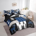 thumbnail image 3 of Homewish Happy Camping Camper 7pcs Bedding Comforter Set,Rustic Farmhouse Cabin Queen Bedding Sets,Jungle Animal Deer Queen Sheet Sets For Teens,Breathable Home Decor Reversible, 3 of 8